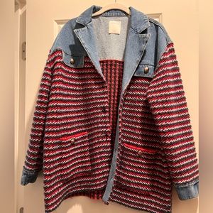 Sandro Oversized Denim/Sweater Jacket